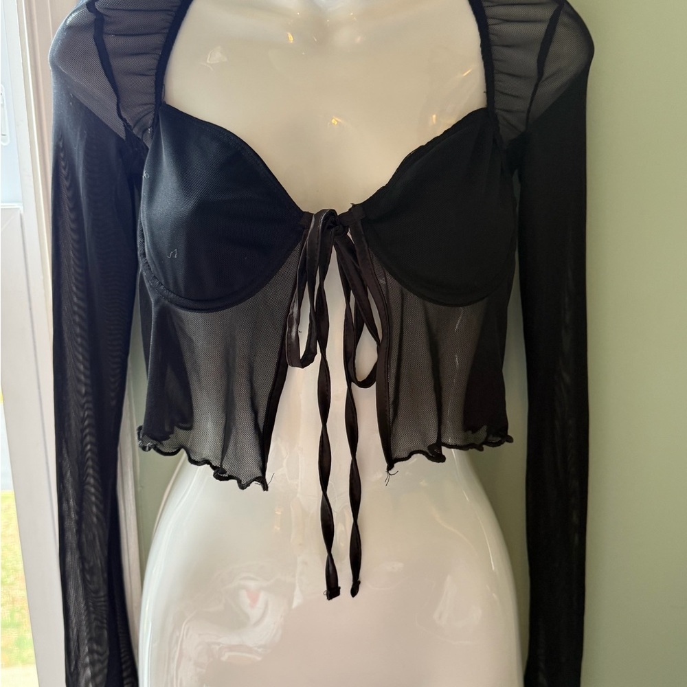 Edikted Black Mesh Crop Top